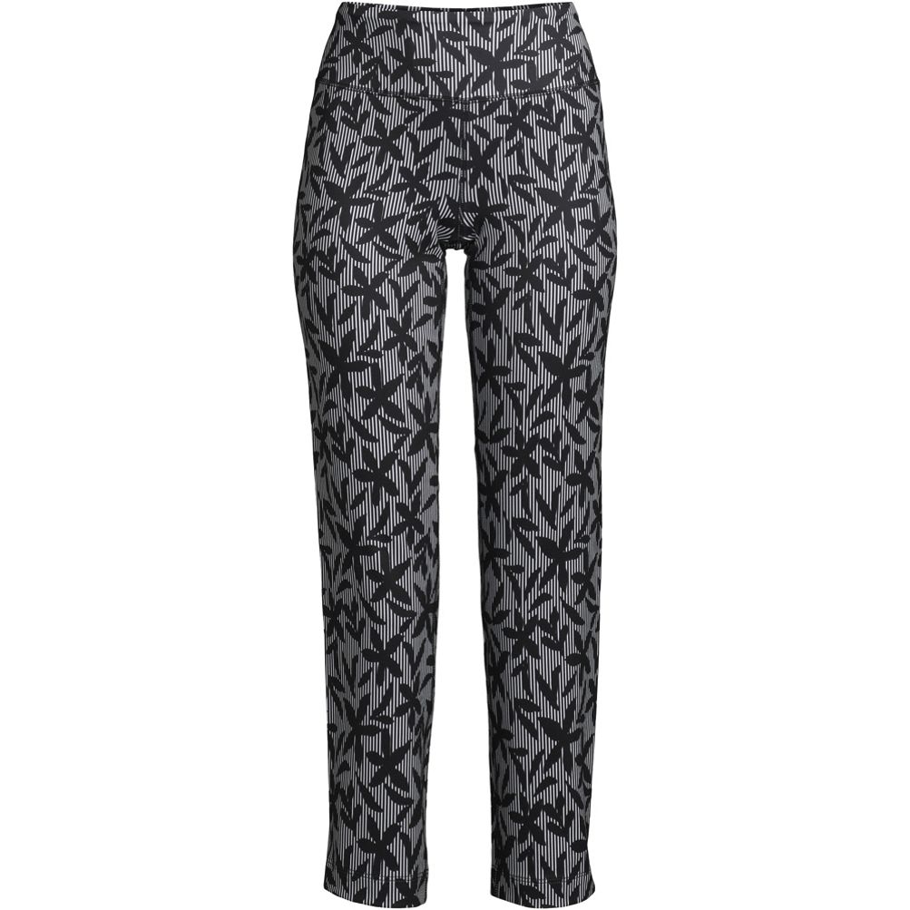 Woman Within Capris M 14/16 Black White Cotton Stretch Printed Leggings