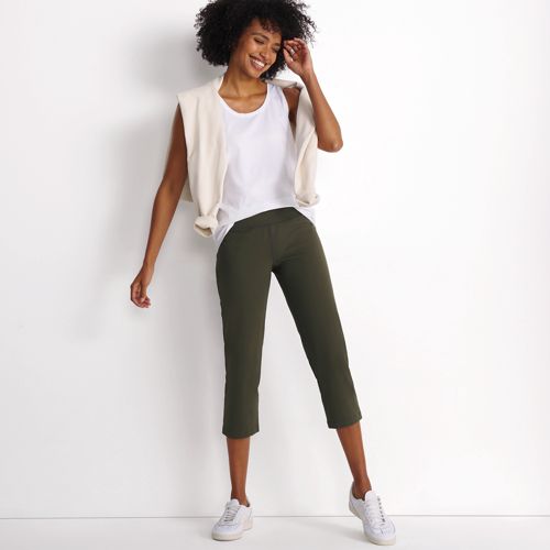 Lands' End Women's Tall Active Crop Yoga Pants - Large Tall - Black : Target