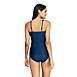 Women's D-Cup Texture Square Neck Underwire Tankini Top Swimsuit with Adjustable Straps, Back