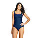 Women's D-Cup Texture Square Neck Underwire Tankini Top Swimsuit with Adjustable Straps, Front