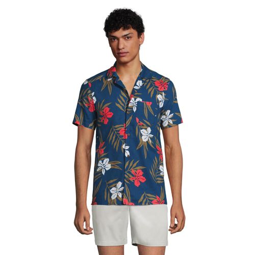 Men's Traditional Fit Short Sleeve Camp Collar Hawaiian Shirt