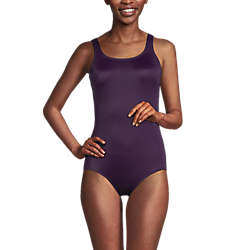 Women's Chlorine Resistant Scoop Neck Soft Cup Tugless Sporty One Piece Swimsuit, Front