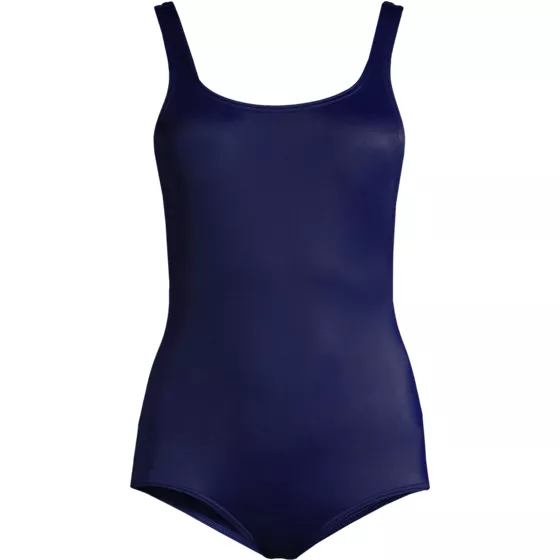 Women's Mastectomy Scoop Neck Tugless Sporty One Piece Swimsuit - primary
