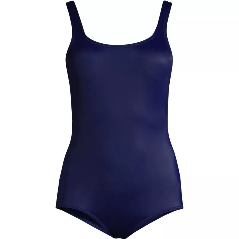 Women's Mastectomy Scoop Neck Tugless Sporty One Piece Swimsuit, Front