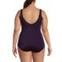 Women's Plus Size Long Torso Tugless Low Leg One Piece Swimsuit, Back