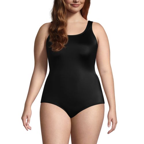 Women's Lands' End SlenderSuit Tummy Control Surplice One-Piece Swimsuit