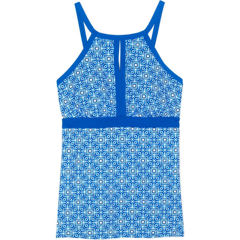  Women Blue Leaf Tankini Top Only High Neck Bathing