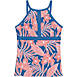 Women's DD-Cup Keyhole High Neck Modest Tankini Top Swimsuit Adjustable Straps Print, Front