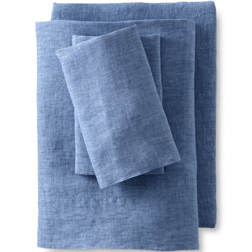 Garment Washed Chambray Flax Linen Breathable Bed Sheet Set