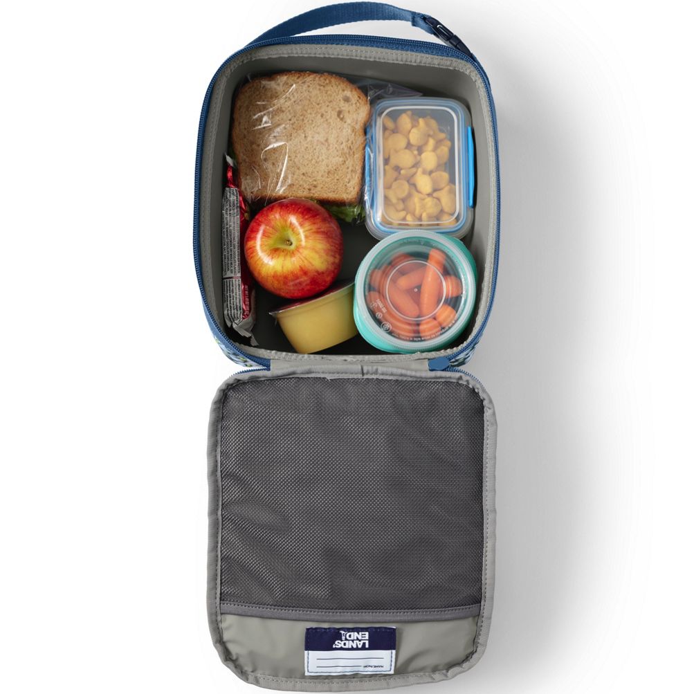 Lands' End Kids Insulated EZ Wipe Printed Lunch Box - - Brilliant Blue Camo  Floral