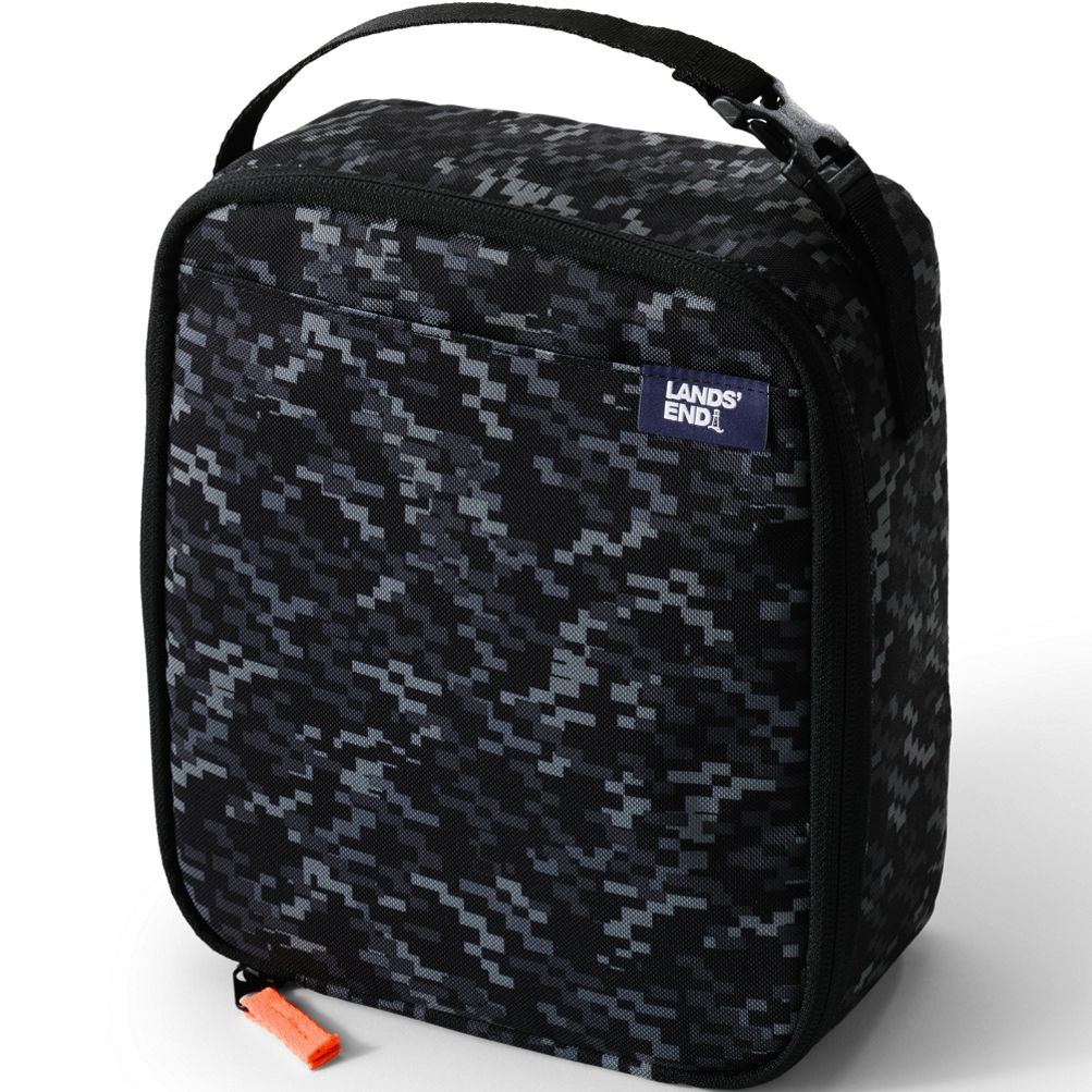Lands' End Kids Insulated EZ Wipe Printed Lunch Box - - Brilliant Blue Camo  Floral