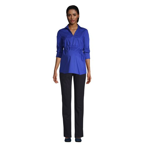Women's Maternity Long Sleeve Splitneck Side Tie Stretch Shirt - image 4