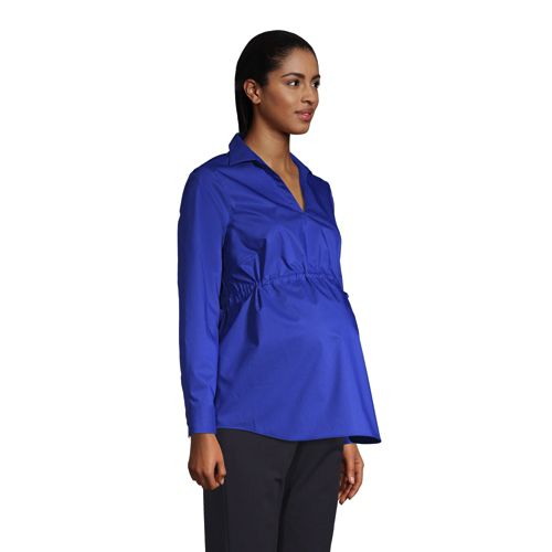 Women's Maternity Long Sleeve Splitneck Side Tie Stretch Shirt - image 3