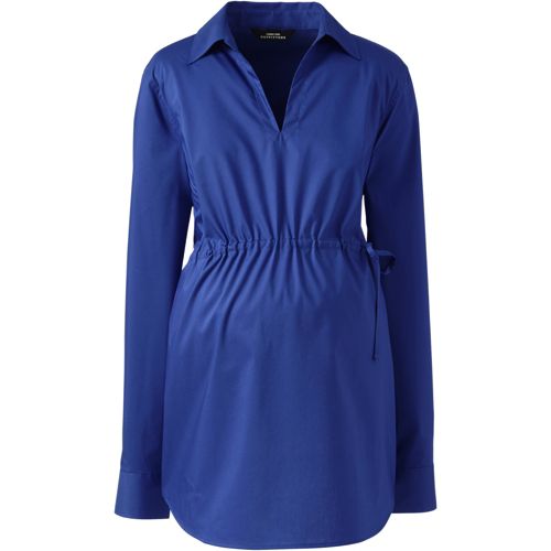 Maternity Long Sleeve Splitneck Side Tie Stretch Shirt