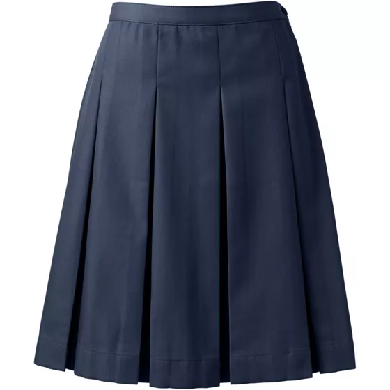 Women's Poly-Cotton Box Pleat Skirt Top of Knee - primary