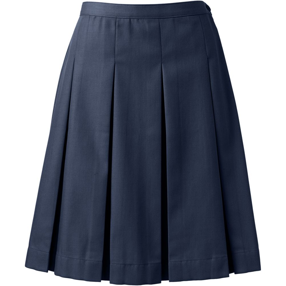 Women's Poly-Cotton Box Pleat Skirt Top of Knee | Lands' End