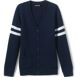 Girls Cotton Modal Collegiate Stripe Sleeve Cardigan Sweater, Front