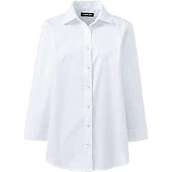 School Uniform Women's No Gape 3/4 Sleeve Stretch Shirt, Front