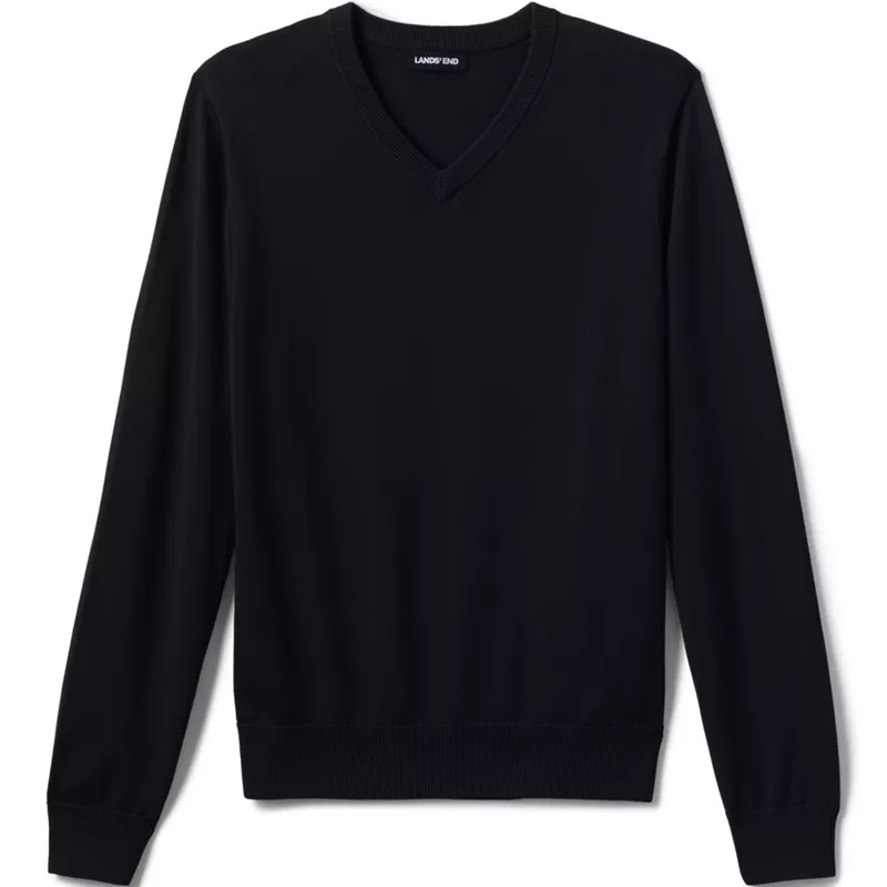 Men's Cotton Modal Fine Gauge V-neck Sweater, Front