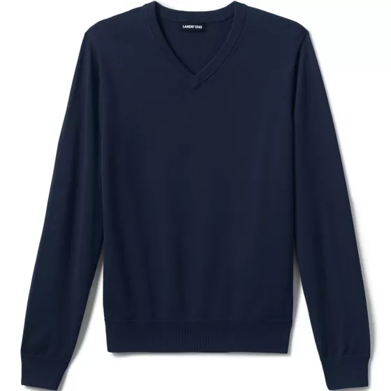 Men's Cotton Modal Fine Gauge V-neck Sweater - primary