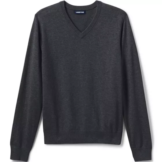 Men's Cotton Modal Fine Gauge V-neck Sweater - primary