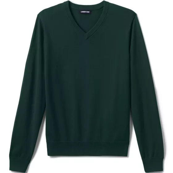 Men's Cotton Modal Fine Gauge V-neck Sweater - primary