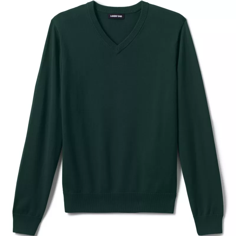 Men's Cotton Modal Fine Gauge V-neck Sweater, Front