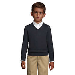 School Uniform Little Boys Cotton Modal Fine Gauge V-neck Sweater, Front