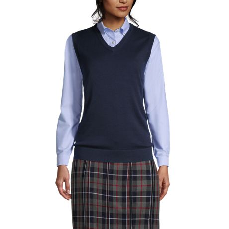 Lands End School Uniform Kids Cotton Modal Fine Gauge Sweater Vest 