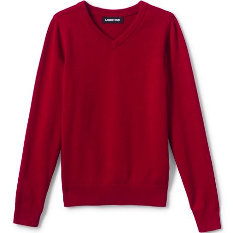 Lands' End School Uniform Boys Cotton Modal Fine Gauge V-Neck Sweater 