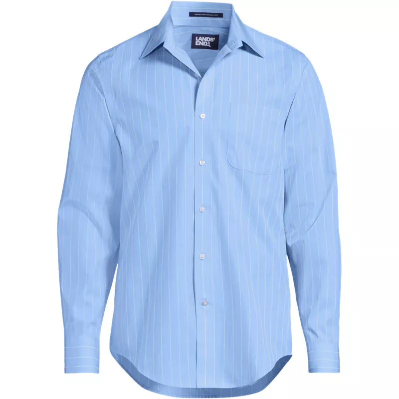 Men's Tall Long Sleeve Straight Collar Patterned Broadcloth Shirt, Front