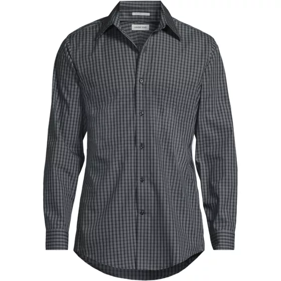 School Uniform Men's Big Long Sleeve Straight Collar Patterned Broadcloth Shirt - primary