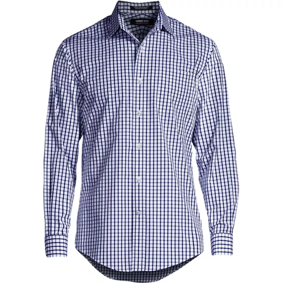 School Uniform Men's Tailored Fit Straight Collar Patterned Broadcloth Shirt - primary