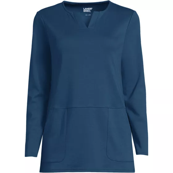 Women's Cotton Polyester Long Sleeve Tunic with Pockets - primary