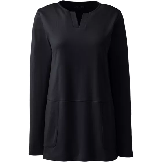 Women's Cotton Polyester Long Sleeve Tunic with Pockets - primary
