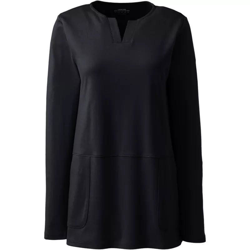 Women's Cotton Polyester Long Sleeve Tunic with Pockets, Front