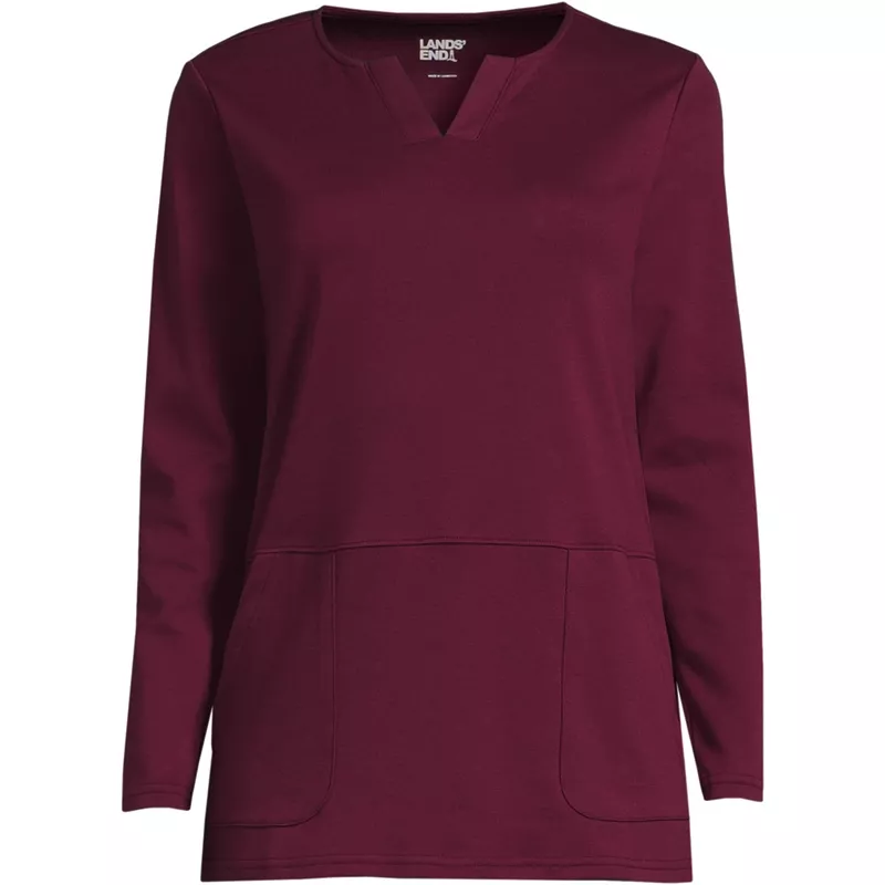 Women's Cotton Polyester Long Sleeve Tunic with Pockets, Front