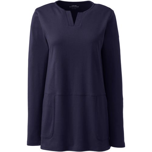 Women's Cotton Polyester Long Sleeve Tunic with Pockets