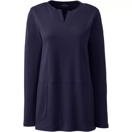Women's Cotton Polyester Long Sleeve Tunic with Pockets - primary