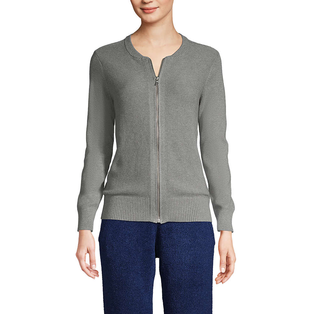 Women's Cotton Modal Zip Cardigan Sweater Jacket, Front