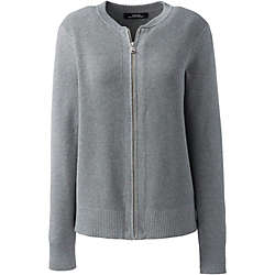 Women's Plus Size Cotton Modal Zip Cardigan Sweater Jacket, Front