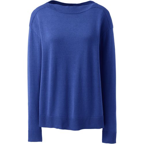 Women's Cotton Modal Rib Trimmed Boatneck Sweater