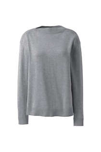 Women's Cotton Modal Rib Trimmed Boatneck Sweater