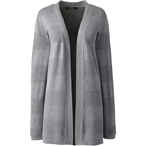School Uniform Women's Cotton Modal Texture Stripe Open Cardigan Sweater - primary