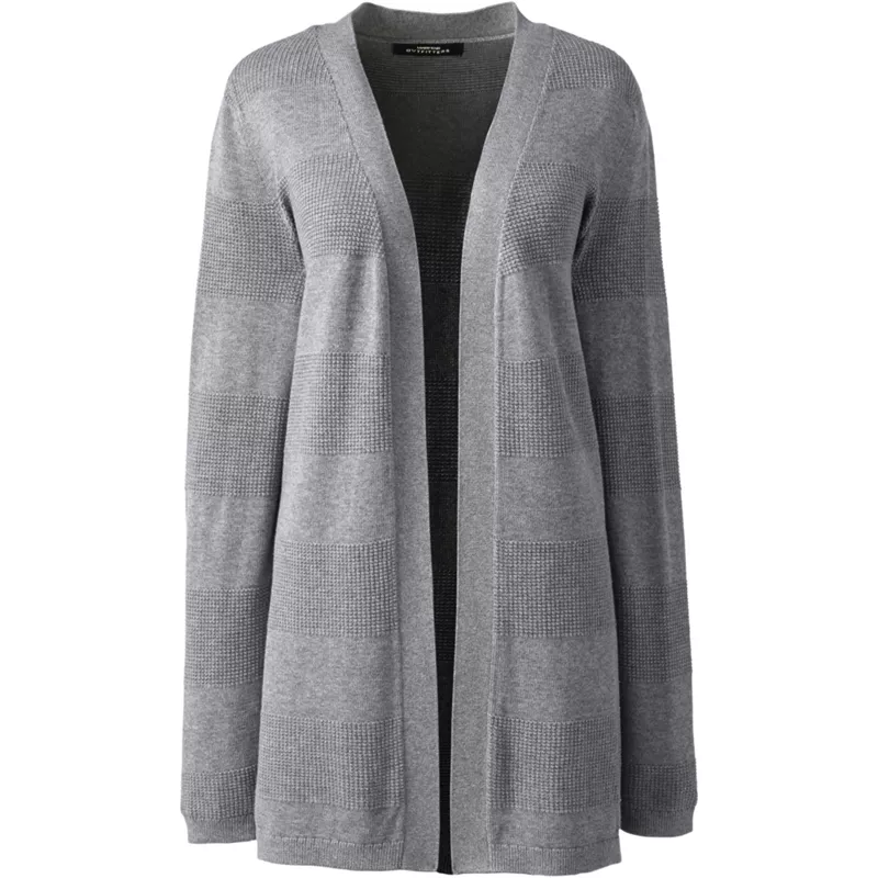 Women's Cotton Modal Texture Stripe Open Cardigan Sweater, Front