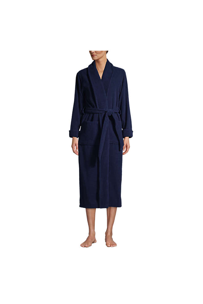 Women's Petite Cotton Terry Long Spa Bath Robe, Front