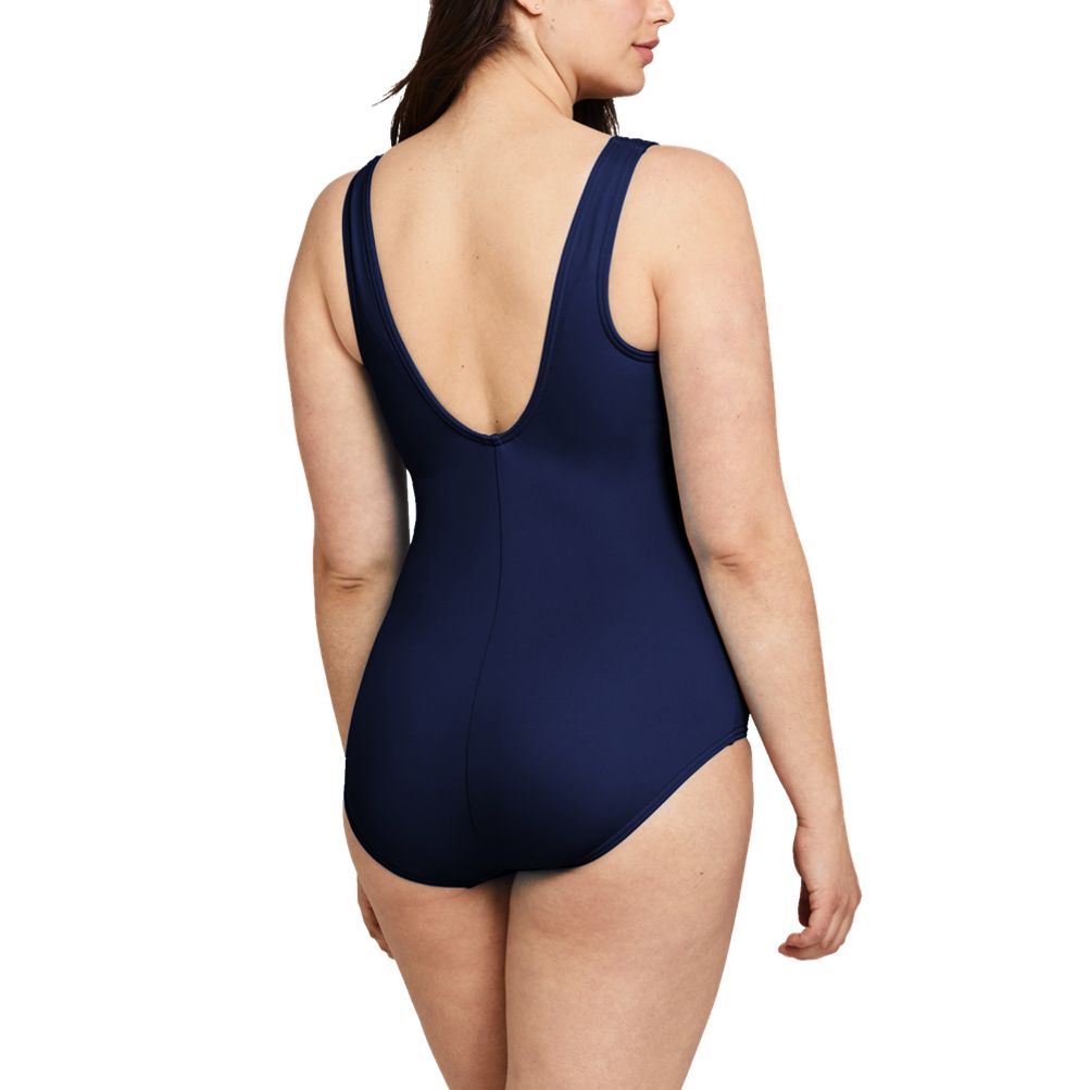 Women s Plus Size Mastectomy Scoop Neck Tugless One Piece Swimsuit Lands End