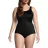 Women's Plus Size Mastectomy Scoop Neck Tugless One Piece Swimsuit, Front