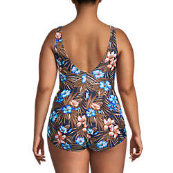 Women's Plus Size Chlorine Resistant Tugless One Piece Swimsuit Soft Cup, Back
