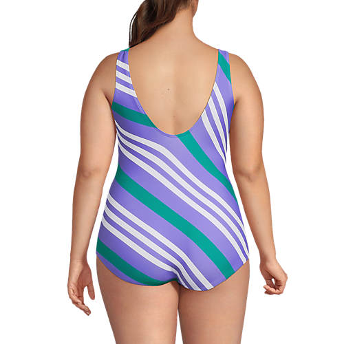 Women's Plus Size Chlorine Resistant Soft Cup Tugless Sporty One Piece Swimsuit - Secondary
